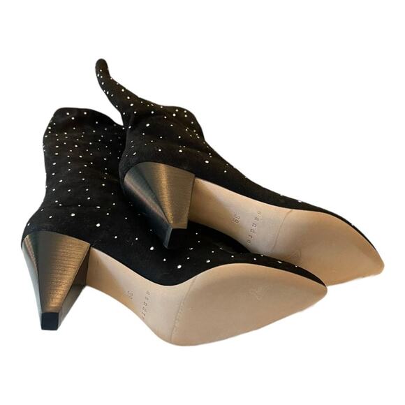 Sandro Mid-Heel Calfskin Rhinestones Leather Pointed Toe Black Size 39 / US 9 - Picture 9 of 12